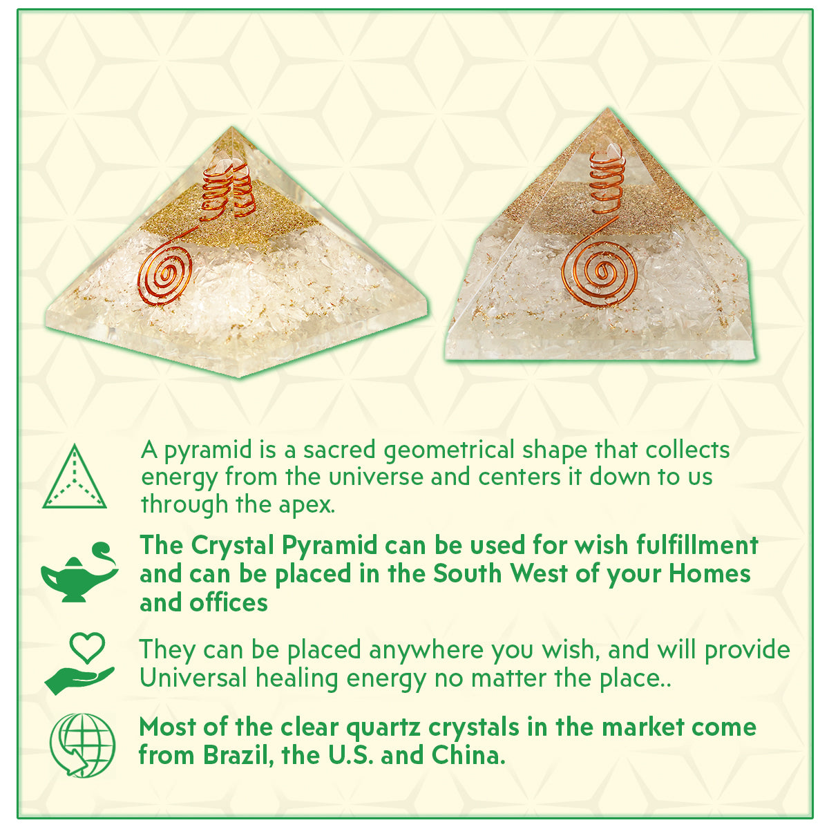 Clear Crystal Orgone Pyramid