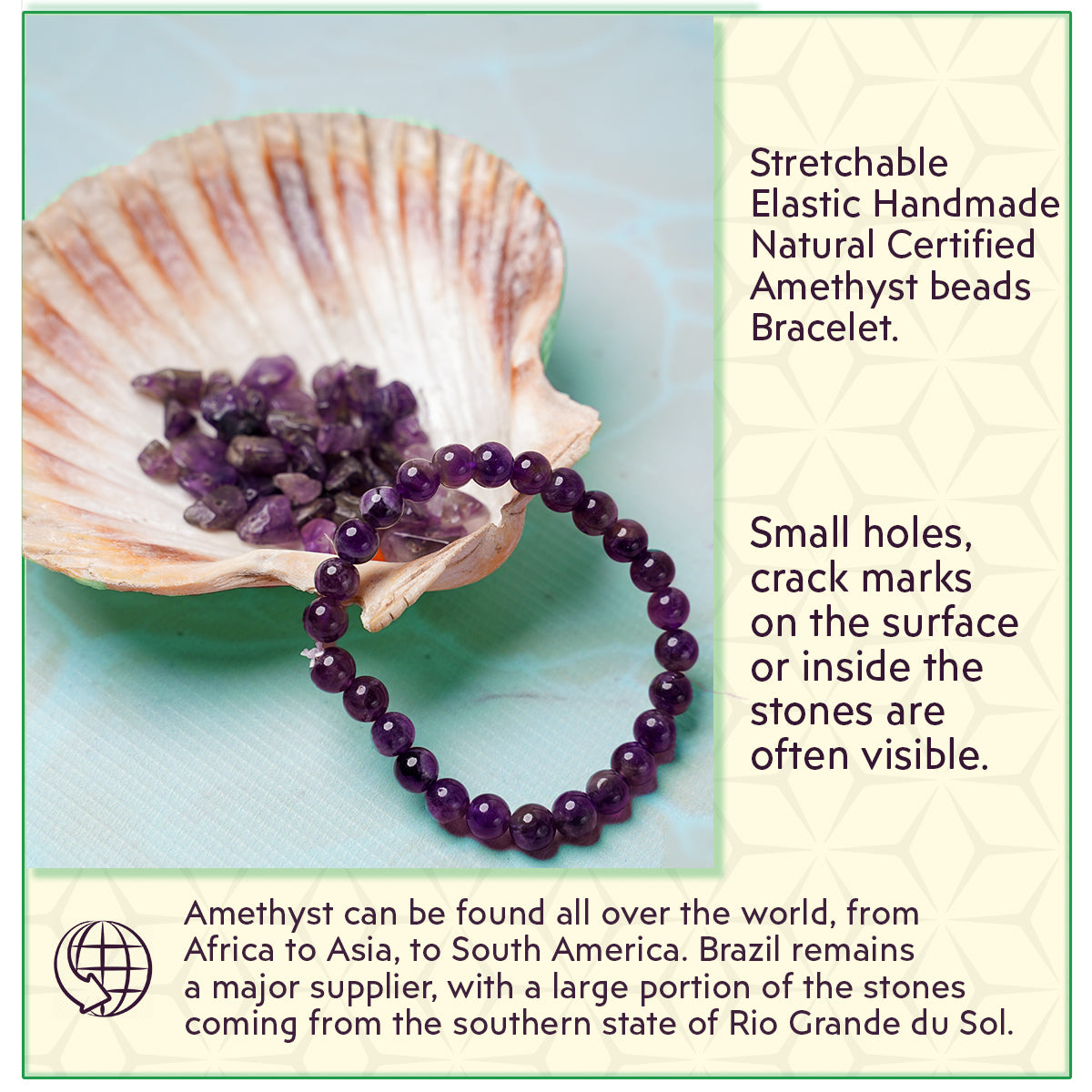 Amethyst Round Bead Bracelet