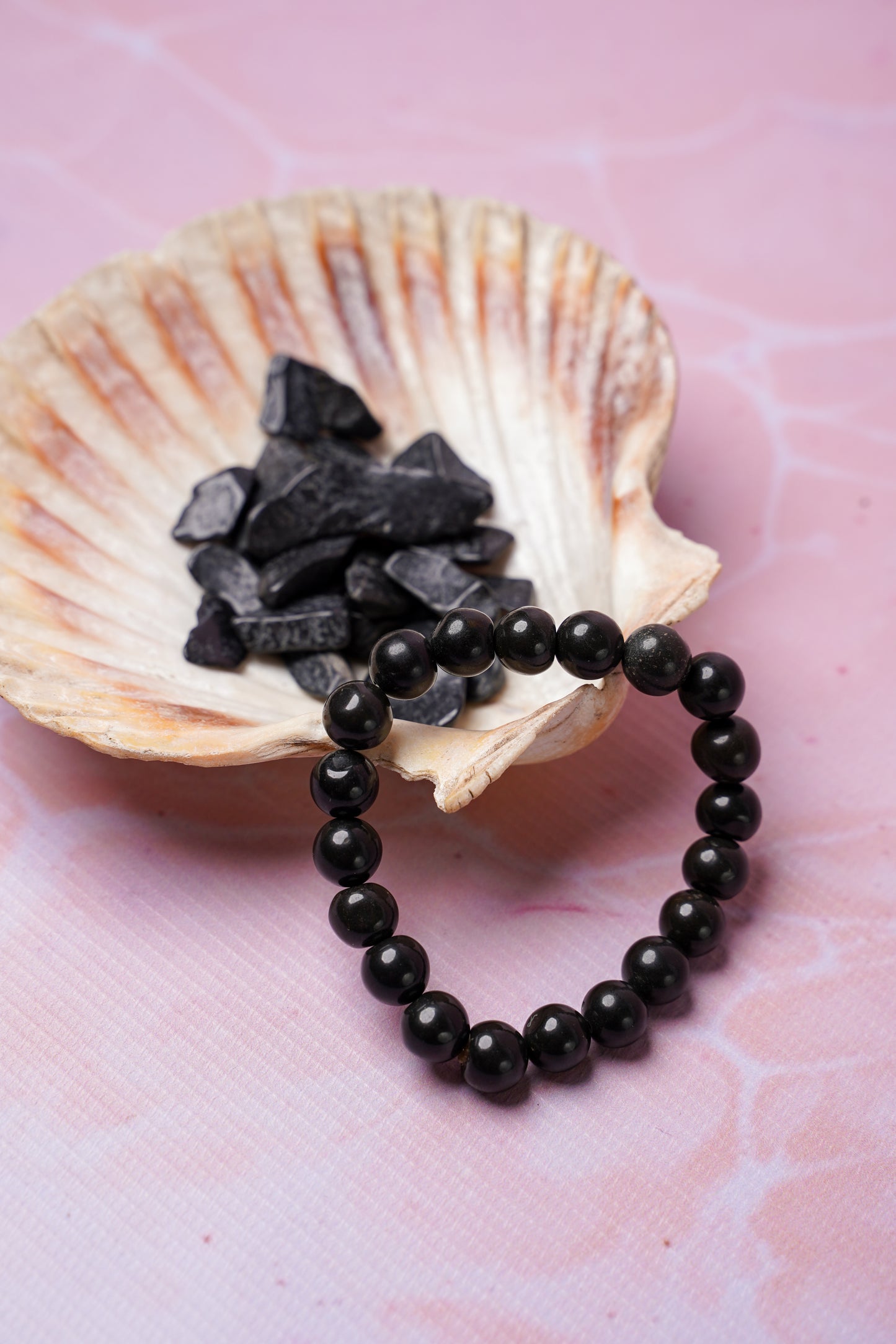 Black Tourmaline Round Beads Bracelet