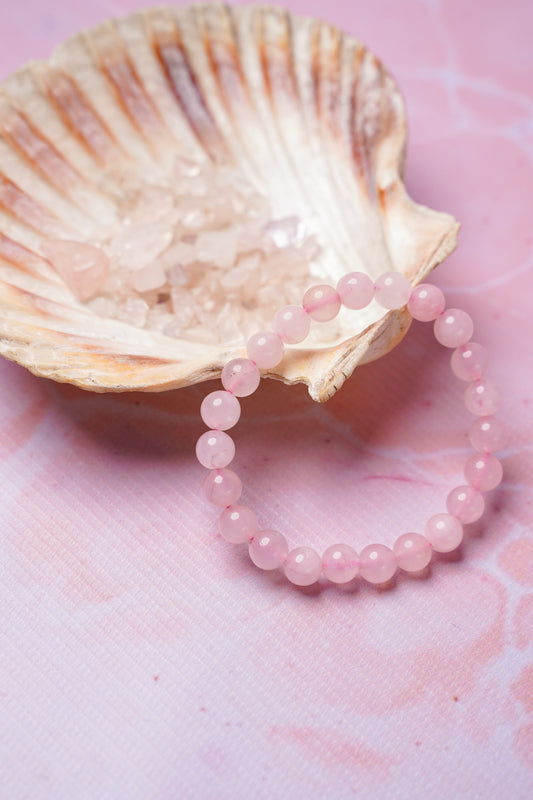 Rose Quartz Round Beads Bracelet